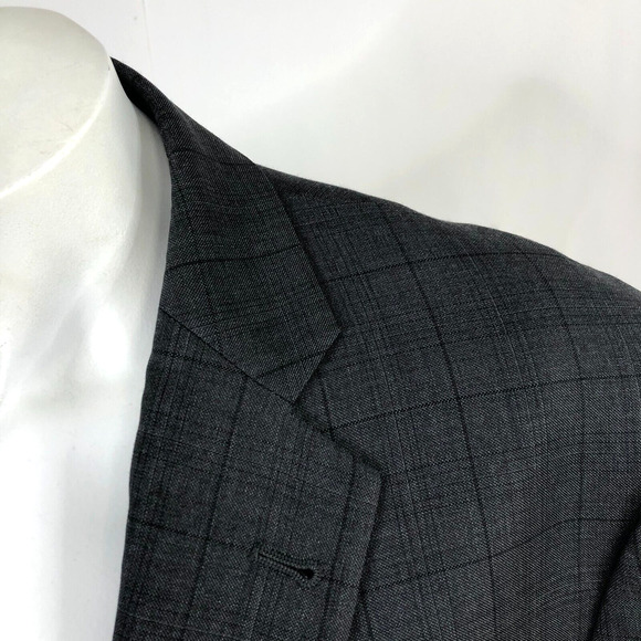 Joseph Abboud 44 R Men's 100% Wool Button Suit Sport Coat Jacket Windowpane - Picture 2 of 16